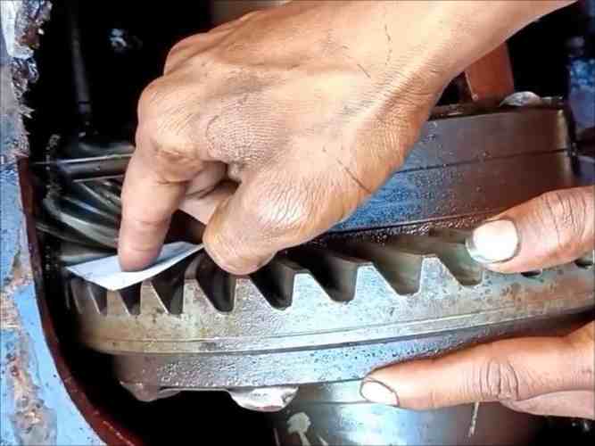 Check the gap between the gears with paper